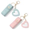 DIYBravo 2 pcs Lipstick Cases Keychain Chapstick Case Holder Lip Balm Sleeves Pouch with Mirror Heart Shaped, Portable Leather Lip Gloss Mini Bags Stocking Stuffers (pink+turquoise)