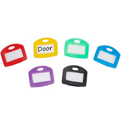 Uniclife 24 Pcs Key Cap Tags 1 Inch Key Covers Protectors with Blank Paper Labels and Clear Windows Soft Key Identifiers for Standard Regular Thin Flat House Keys (Not for Odd-Shaped Keys), 6 Colors