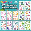 Partywind 120 Glitter Styles Dinosaur Tattoos for Kids Party Supplies, Dinosaur Birthday Party Favors Decorations, Fake Tattoo Stickers for Boys and Girls (12 Sheets)