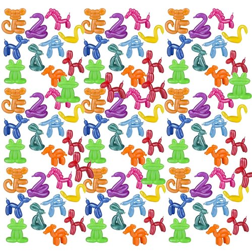 100 Cute Colorful Balloon Animals - Stretchy Soft Figurines - Mini Toys - Small Novelty Prize Toy - Party Favors - Gift (Bulk - Bag of 100 Animals)