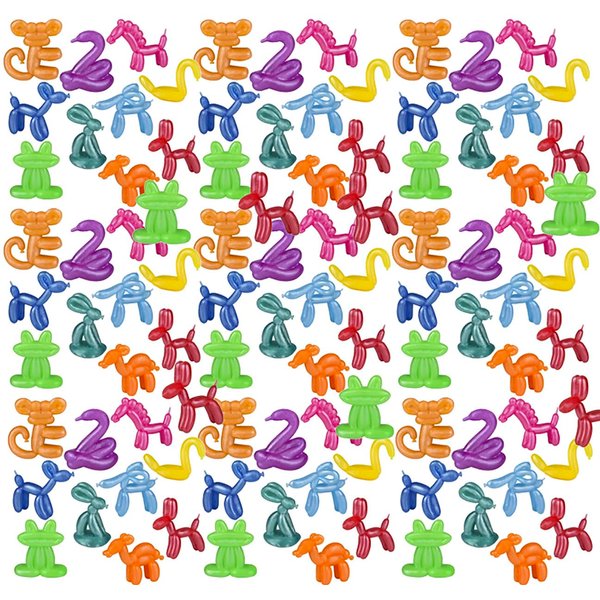 100 Cute Colorful Balloon Animals - Stretchy Soft Figurines - Mini Toys - Small Novelty Prize Toy - Party Favors - Gift (Bulk - Bag of 100 Animals)