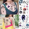 32 Sheets Cute Outer Space Temporary Tattoos For Kids Women, Watercolor Astronaut Planets Star Moon Fake Tattoo Sticker for Boys Girls Children