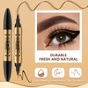 1 Pcs Microblading Eyebrow Pencil 2-in-1 Dual-ended Eyebrow Pen 4-Prong Micro-Fork Tip Applicator & Precision Brush Tip Brow Pencil Waterproof Stay on All-day Makeup for Natural Eyebrow, Light Brown