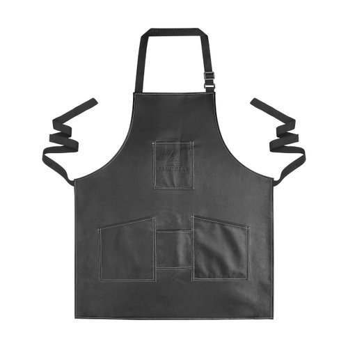 Barber PU Leather Apron for Beauticians, Salon, Professional Black PU Leather Apron, Tool & Mobile Pockets, Hairdressing, Hair Cutting Adjustable Back Straps, PU Leather Apron/Black (Regular)