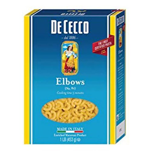 De Cecco Dececco Elbow Macaroni Noodles Italian Pasta - Dry Pasta Elbows - Made in Italy - No Added Sugar - BASED BOX Bundle (16oz, Pack of 2)