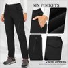 Women's Waterproof Pants Hiking Ski Snow Fish Fleece Lined Insulated Outdoor Golf Travel Pants,6080,Black,19