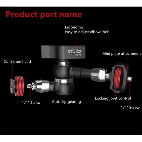 IFOOTAGE Magic Arm Clamp Adjustable Friction Power Articulating Magic Arm with 1/4" Thread Screw and Cold Shoe Mount for DSLR Camera Rig/Monitor/LED Lights (5.5Inc)