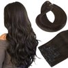 HOTBANANA Human Hair Clip in Hair Extensions, Dark Brown 120g Clip in Hair Extensions Real Human Hair Straight Remy Hair Clip in Hair Extensions 20 Inch 7pcs