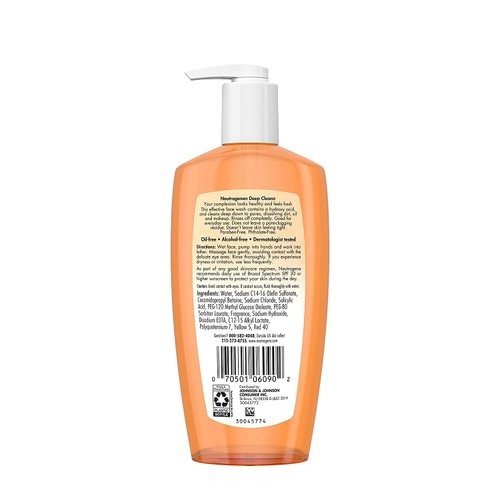 Neutrogena Deep Clean Facial Cleanser, Normal to Oily Skin 6.70 oz (Pack of 4)