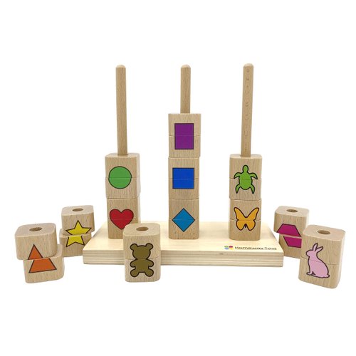 Puzzle Stacking Rings Educational Toy Shapes Colors Animals Sorter Preschool Sensory Toy Montessori STEM Developmental Sorting Stacking for Toddlers Babies Kids Boy Girl for 2 3 4+ Years Old