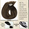Sunny Hair Tape in Extensions Straight Skin Weft Tape in Hair Extensions Invisible Tape in Hair Extensions Human Hair 20Pcs Hair Extensions Real Human Hair Darkest Brown Balayage Medium Brown 18inch