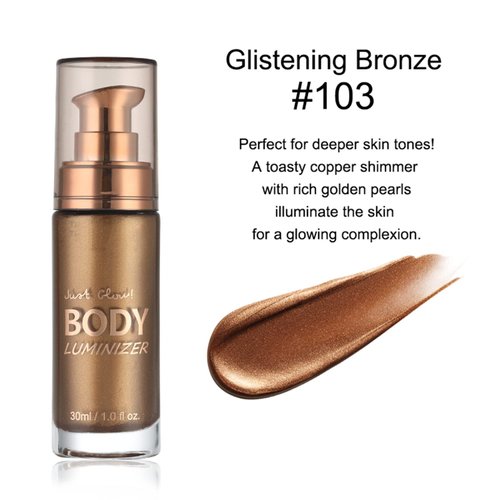 MAEPEOR Body Luminizer 6 Colors Waterproof Smooth Shimmer Face Body Glow Illuminator Non-sticky Liquid Body Highlight Illuminator (30 ML, 03 Glistening Bronze)