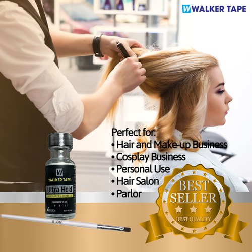 Ultra Hold Hair System Lace Glue Adhesive 0.5oz w/Wig Glue White Brush Applicator Bundle Pack | Wigs Front Bonding Weave Active Lace Adhesive Glue | Super Bold Hold Adhesive Glue