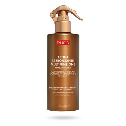 PUPA Milano Multifunction Tanning Water - Lightweight Mist Tanning Accelerator for the Perfect Summer Glow - Achieve a Tanned, Bronze Complexion - Infused With Castor Oil for Skin Hydration - 13.5 oz