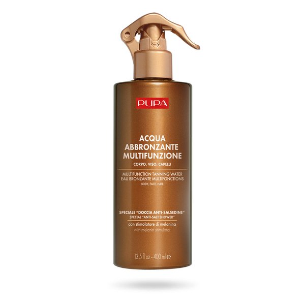 PUPA Milano Multifunction Tanning Water - Lightweight Mist Tanning Accelerator for the Perfect Summer Glow - Achieve a Tanned, Bronze Complexion - Infused With Castor Oil for Skin Hydration - 13.5 oz