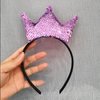 Crown Headband Laser Glitter Hair Band Crown Sequin Hair Accessories Girls Women Birthday Party International Children's Day (Violet)