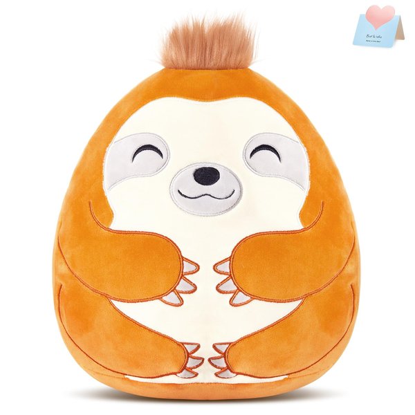 BSTAOFY 12'' Cute Sloth Soft Plush Pillow Sloth Stuffed Animal Cushion Nap Pillow Birthday Valentines for Boys Girls