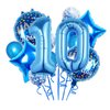 Balloons, 11 pcs Foil Balloons 10 Year Old for 10st Birthday Party Supplies Decoration， Confetti Balloon Kids Party Balloons Birthday Party Supplies 10 Years Old Birthday Balloon for Kids (10th, Blue)
