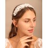 YERTTER Vintage Wedding Pearl Beads Crystal Tiara Hair Crown Handmade Bride Headband Bridal Greek Goddess Pearl Head Pieces for Wedding Prom Birthday Party (Style 1)