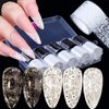 Holographic Nail Foil Transfer Stickers Black White Lace Laser Foils Nail Art Supplies Starry Paper Designs for Acrylic Decorations Women Fingernails Toenails DIY Manicure Wraps Nail Decor（10 Rolls）