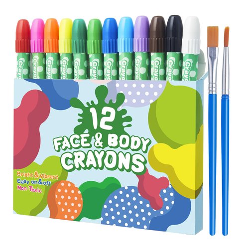 Lictin Face Painting Kits for Kids - 12 Colors Twistable Face Paint Crayons, Water Based Face Paint Marker Sticks for Cosplay, Halloween, Christmas, Face Makeup Body Paints Sticks for Kids and Adults