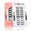 THINKSHOW Magnetic Eyelashes Kit, Long Lasting and Reusable Magnetic lashes Natural Look, 10 Pairs False Eyelashes with Magnetic Eyeliner & Tweezers, Easy to Wear, No Glue Needed(10-2)