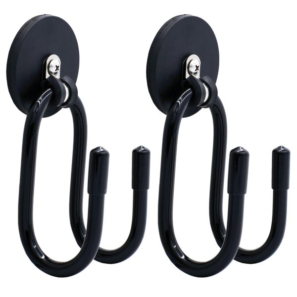 YYST Magnetic Hanger Magnetic Hook for Cowboy Hat, Hard hat, Cords,Tools,Bags,Towels, etc 2.5" Diameter Magnet - No Scratches to The Surface - W Style (2)