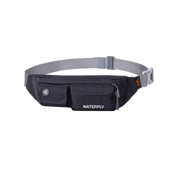 WATERFLY Fanny Pack for Women Men Water Resistant Small Waist Pouch Slim Belt Bag with 4 Pockets Lightweight Crossbody Chest Bag Fit All Phones, 11.02 x 2.1 x 4.3 inch