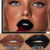 WENJLYJ 3 Pcs Matte Liquid Lipstick Set for Women,Professional Black Lipstick Lip Gloss Set Makeup Long Lasting Waterproof Halloween Face Body Paint for Cosplay Costume Goth Makeup