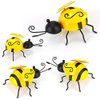 4Pcs Bumble Bee Set Ornament 3D Iron Hanging Bee Wall Decor Art Sculpture Statues Decorations for Fence Lawn Bar Living Room