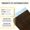 Tape in Hair Extension Human Hair Invisible Straight 22 inch Tape Hair Extension for Women Seamless Skin Weft #4 Chocolate Brown Real Hair Extension Tape ins Human Hair 20 Pcs/50g