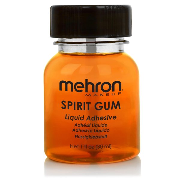 Mehron Makeup Spirit Gum | Spirit Gum Adhesive | Special FX, Cosplay, Halloween, Stage Performance Makeup | Professional Cosmetic Glue Adhesive for Face, Skin, & Body (1 oz)