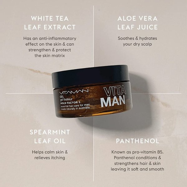 VITAMAN Hair Styling Gel (For Fine/Thinning Hair) Vitamin E | For Men | 3.4 oz