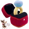 Mewcho Dog Wedding Engagement Ring Plush Toy Chew Squeak Plush Ring Box Diamond Oversized Funny, Red
