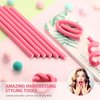 30 Pieces Flexible Curling Rods Twist Foam Hair Rollers Soft Foam No Heat Hair Rods Rollers and 1 Steel Pintail Comb Rat Tail Comb for Women Long and Short Hair(7 x 0.3 Inch,Pink)