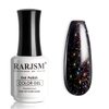 RARJSM Gel Nail Polish Black Glitter Sparkly Chunky Iridescent Rainbow Shimmer Pigments Nail Gel Polish Soak off Led UV Curing Required for Nail Art Salon Manicure 15ml Fall Winter Christmas