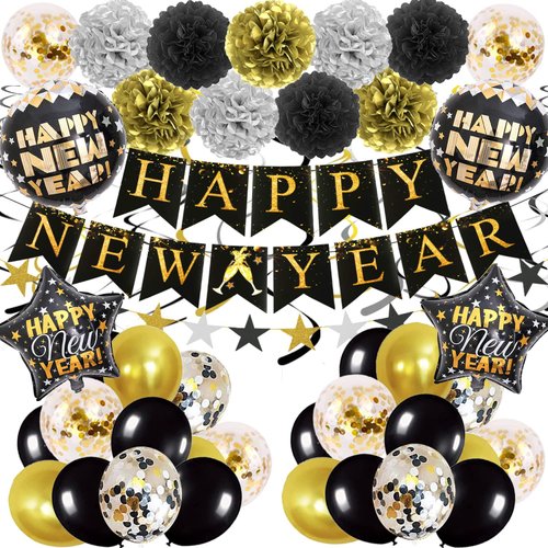 2025 Happy New Year Decorations Kit New Years Eve Party Supplies for Happy New Year Decorations 2...