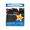 Party Essentials Hard Plastic Cutlery Combo Pack Available in 15 Colors, Black, 68 Place Settings