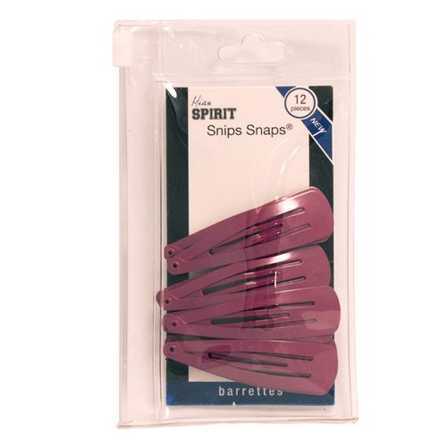 Mia Snip Snaps Glossy Painted Metal Hair Barrettes in Zippered Storage Pouch, For School, Cheer, Dance, Gymnastics, Uniforms, Kids, Girls 12 pcs (maroon)