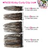 Urbeauty 4/30 Kinky Curly 10 Inch 3c 4a Clip in Hair Extensions for Black Women Chocolate Brown Mix Medium Auburn Curly Hair Extensions Clip Ins 10Pcs/Set Full Head 10a Grade