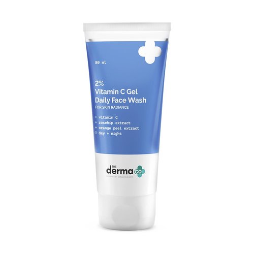 The Derma Co 2% Vitamin C Gel Daily Face Wash with Vitamin C, Rosehip & Orange Peel Extract I For All Skin Type - 80ml