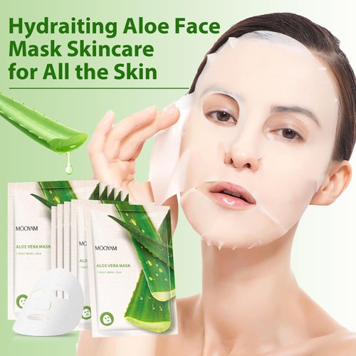 GUOYAOLIFU Facial Masks Skincare for Women,Aloe Vera Moisturize Face Mask Sheet for Girl,Hydrating Face Mask for All Skin Types (10-Packs)