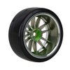 Mxfans 4PCS RC1/10 On Road Car Drift Smooth Wheel Tires & Plastic Plating Golden 12-Spoke Wheel Rims