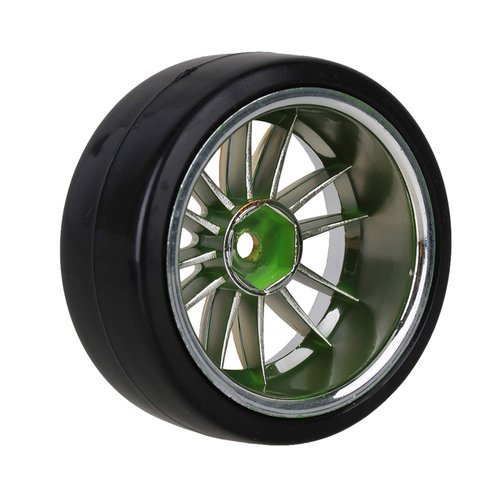 Mxfans 4PCS RC1/10 On Road Car Drift Smooth Wheel Tires & Plastic Plating Golden 12-Spoke Wheel Rims