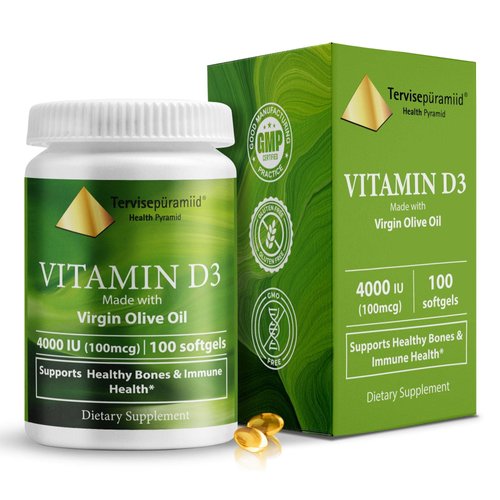 Health Pyramid Vitamin D3 4000 IU Cholecalciferol in Olive Oil Easy to Swallow Best Vitamin d Supplement for Bones & Immune Support Vitamin D3 Softgel