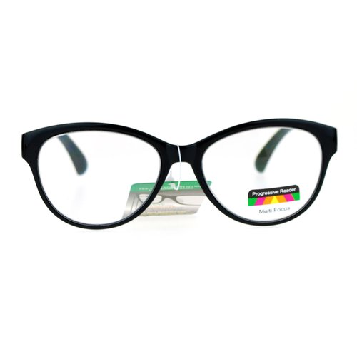 SA106 Cat Eye Multi 3 Focus Progressive Reading Glasses Black 1.75