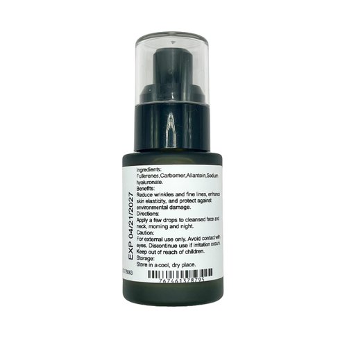 Fullerene Anti-Aging Serum, Reduces Wrinkles & Fine Lines, Enhances Elasticity, Anti-Environmental Damage & Hyaluronic Acid