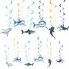 WERNNSAI Shark Party Hanging Swirls – 24 PCS Shark Party Supplies Birthday Decorations for Boys Ocean Shark Themed Party Baby Shower Ceiling Decor