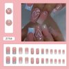 WLGDLH French Press on Nails Medium Square Fake Nails Press Ons White Ombre Medium Coffin False Nails Nail Tips with Flash Love Stick on Nails Artificial Acrylic Nail Kit for Women Nail Art 24PCS