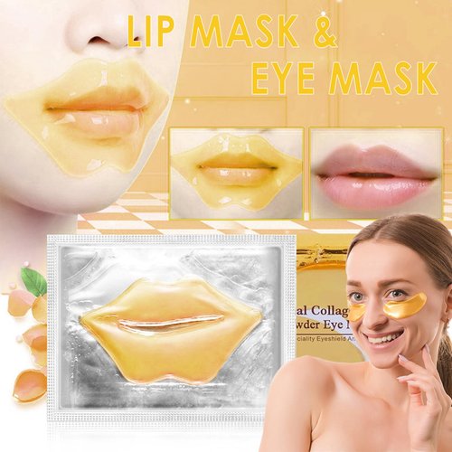 Flanoid 30 Pairs Lip Mask & Under Eye Mask, 24K Gold Gel Crystal Collagen Lip & Eye Patches, Effectively Moisturizing Nourishes Lip & Eye Skin for Reducing Fine Lines & Dark Circle
